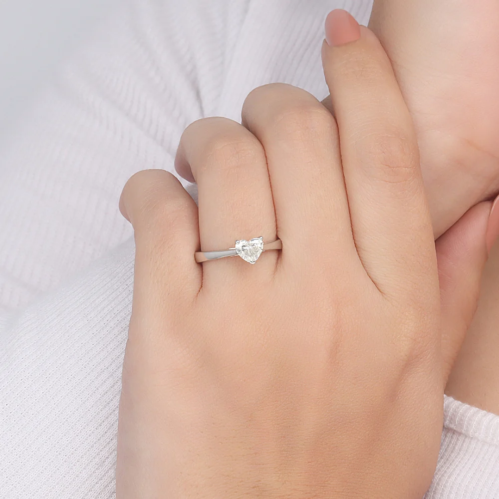 white gold heart-shaped